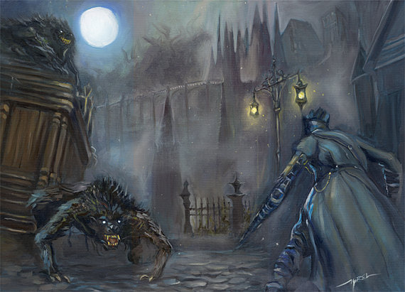 570x411 Bloodborne Poster Signed 18x23 - Bloodborne Painting