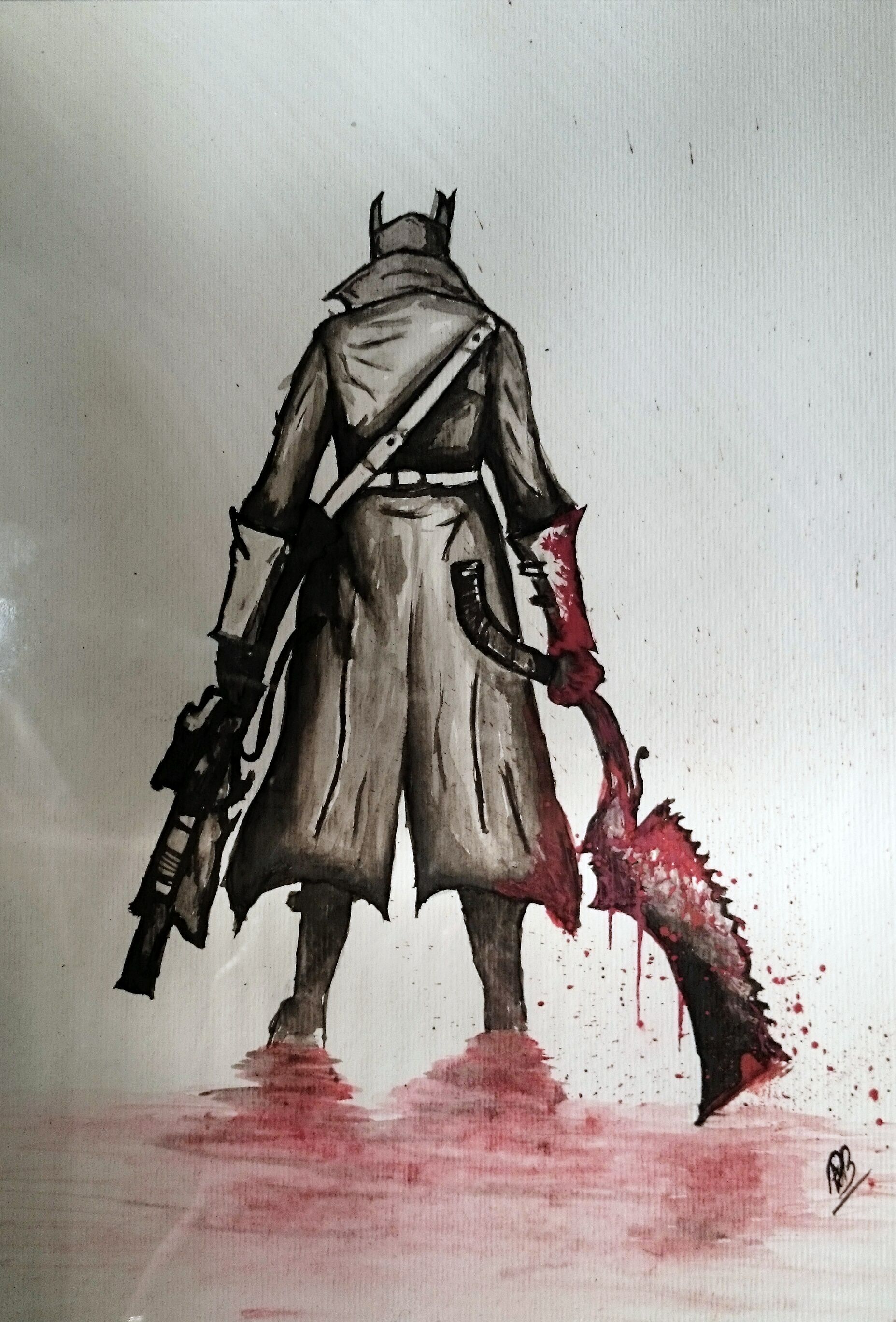 1855x2736 Bloodborne Character Water Painting - Bloodborne Painting