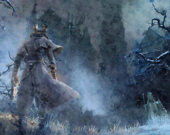 340x270 Game Art Digital Poster Souls Art Dark Art Watercolor - Bloodborne Painting