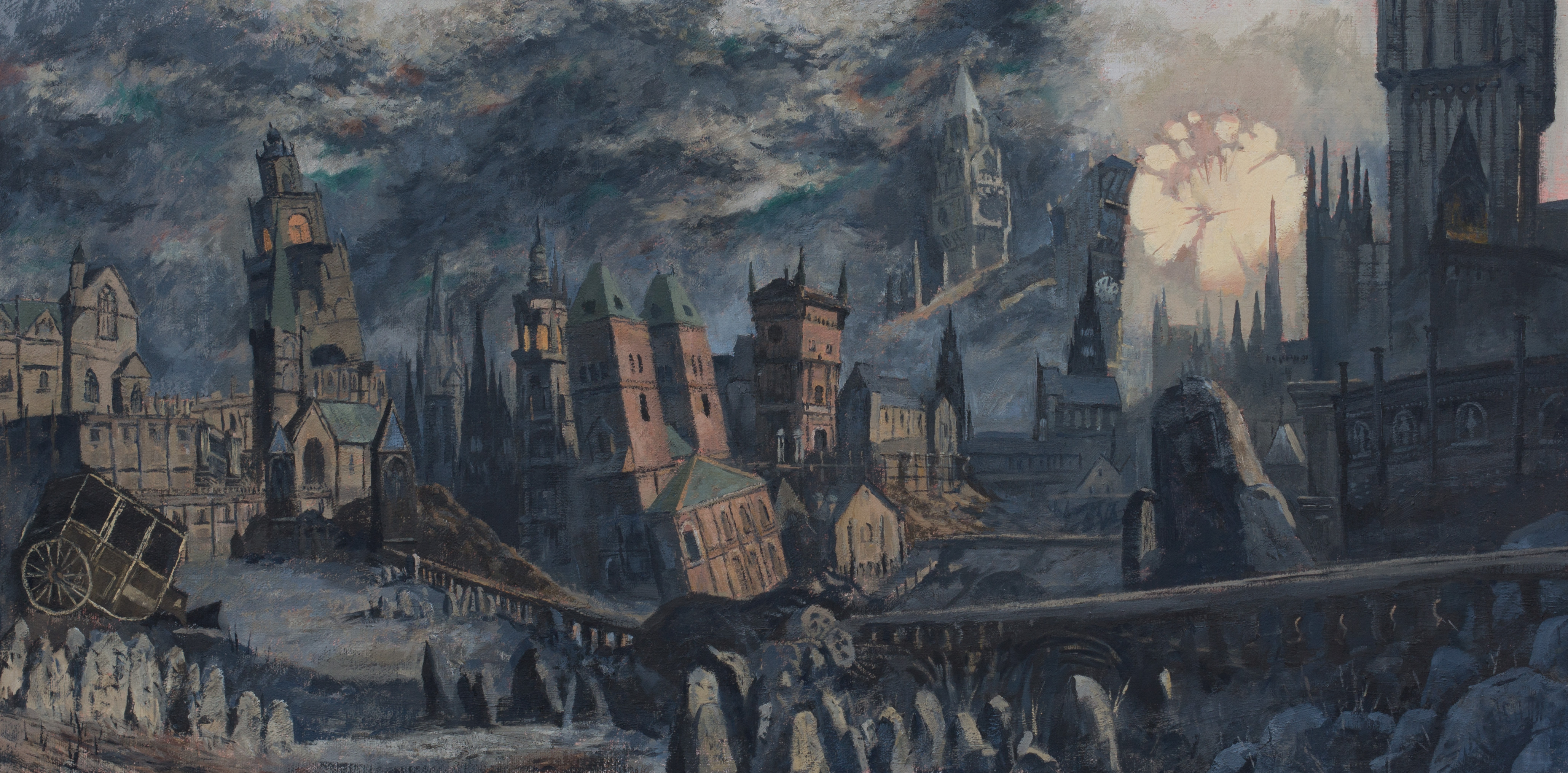 4120x2032 An Oil Painting Of The Hunter's Nightmare Bloodborne - Bloodborne Painting