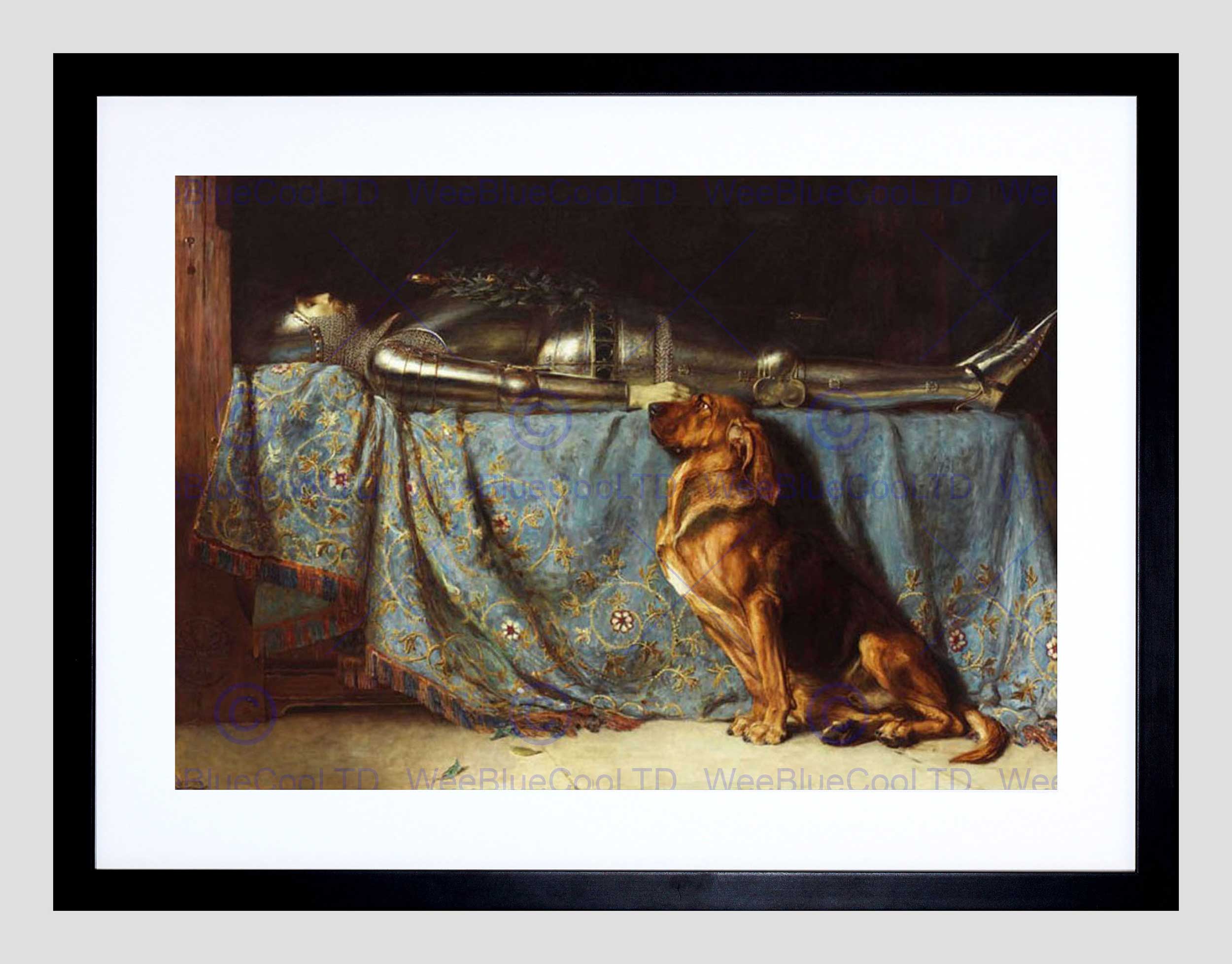 2500x1956 Painting Animal Dog Knight Rest Bloodhound Riviere Framed Art - Bloodhound Painting