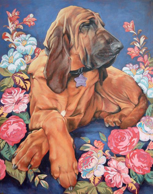 500x635 Painting Of A Bloodhound By Alina Kremer Of Michi Design. Dogs - Bloodhound Painting