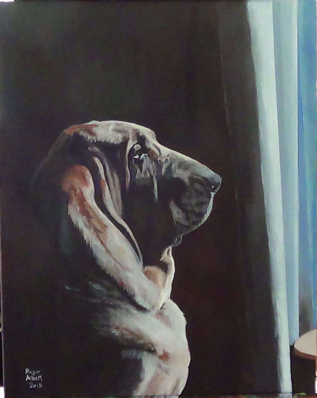 1225x1538 Paintings, Drawings And Prints By Roger Joseph Georges Albert - Bloodhound Painting