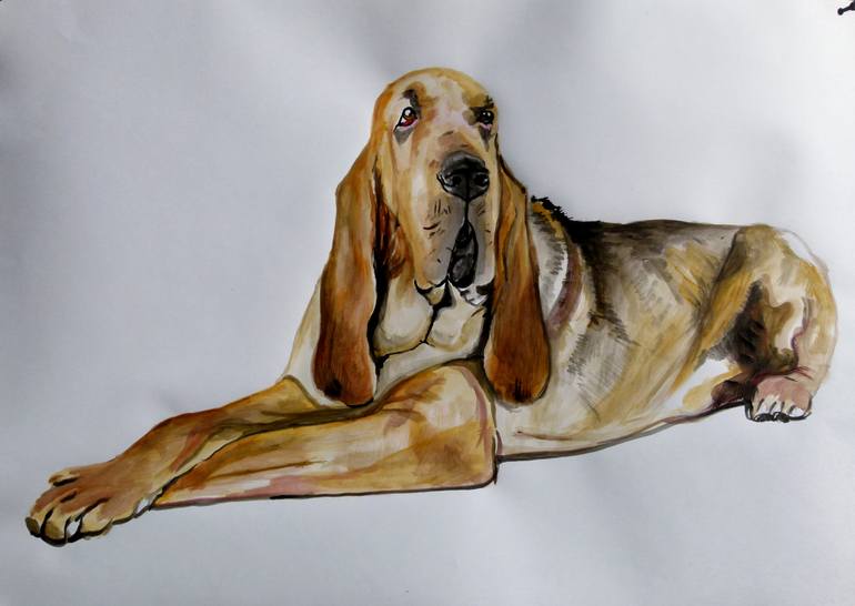 770x546 Saatchi Art Bloodhound Painting By Soso Kumsiashvili - Bloodhound Painting