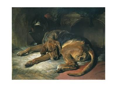 400x300 Sleeping Bloodhound Giclee Print By Edwin Henry Landseer - Bloodhound Painting