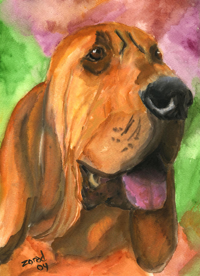652x900 Bloodhound Dog Art Painting By Mary Jo Zorad - Bloodhound Painting