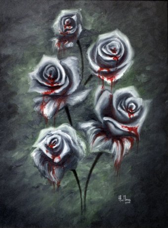 340x461 Blood Roses Bobby Holland Black Red Bloody Flowers - Bloody Painting