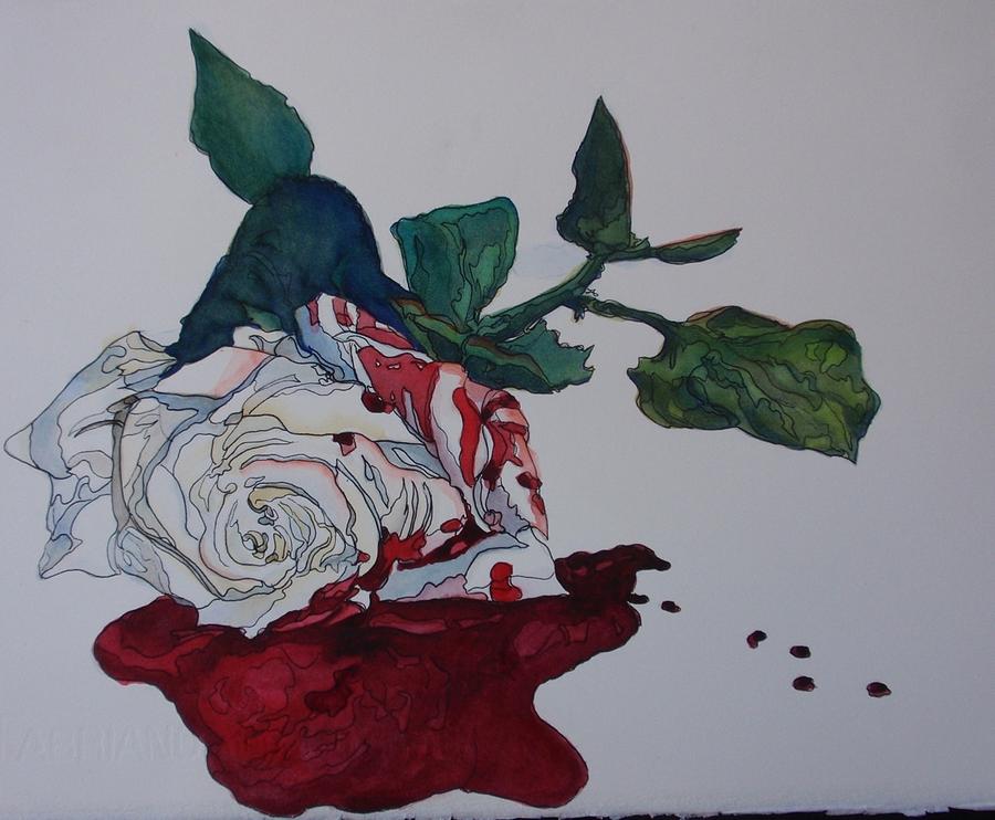900x742 Bloody Rose Painting By Linda Gunn - Bloody Painting