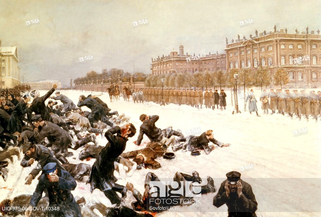 1034x700 Bloody Sunday, Painting By I, Vladimirov Of Tsar Nicholas' Troops - Bloody Sunday Painting
