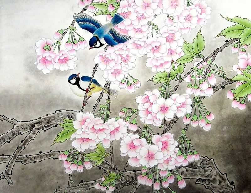 800x617 Chinese Cherry Blossom Painting 2401004, 60cm X X - Blossom Painting