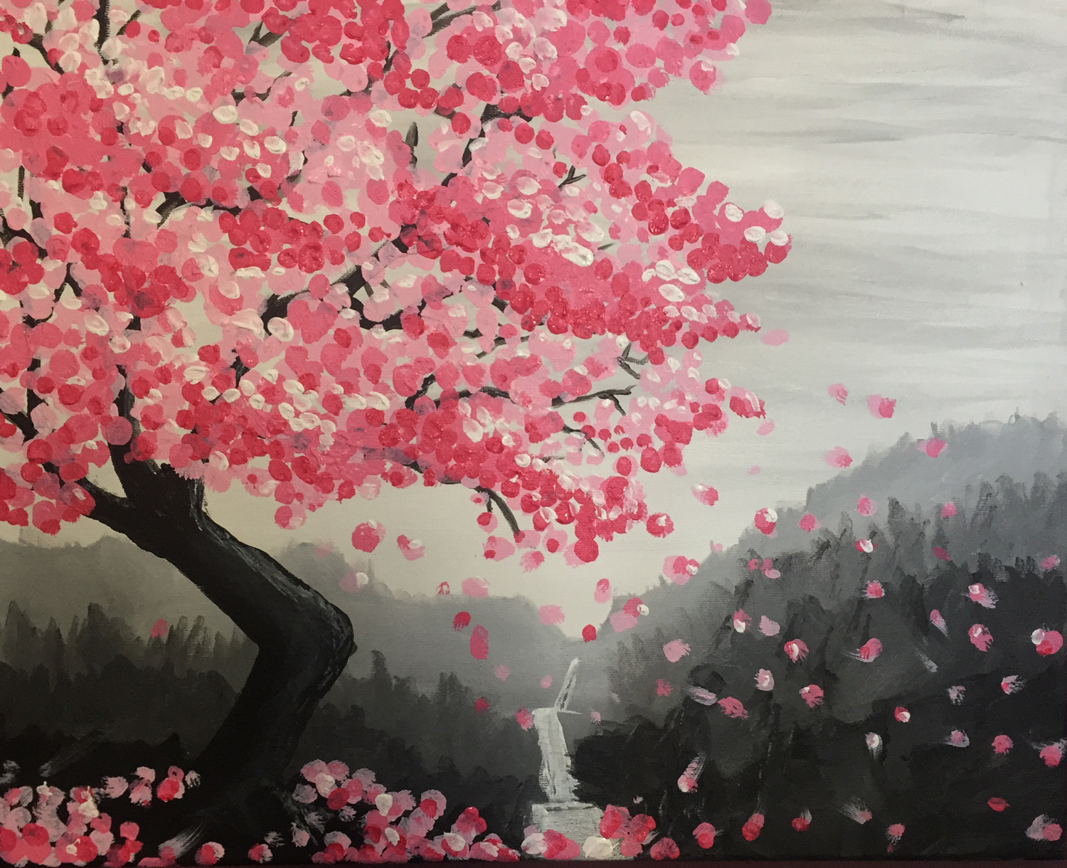 1500x1220 Hashtag Art Studio Wine Amp Design Painting Cherry Blossom - Blossom Painting