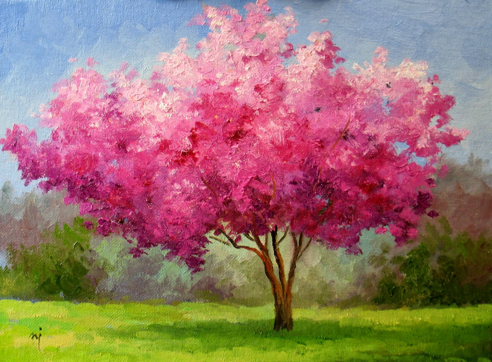 1600x1180 Cherry Blossom Tree Oil Painting Nel's Everyday Painting Cherry - Blossom Tree Painting