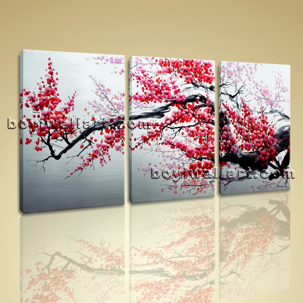 1000x1000 Large Abstract Floral Painting Plum Blossom Tree On Canvas Art - Blossom Tree Painting