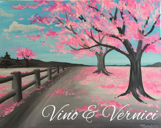 563x450 Sip Amp Paint Cherry Blossom Tree Canvas - Blossom Tree Painting