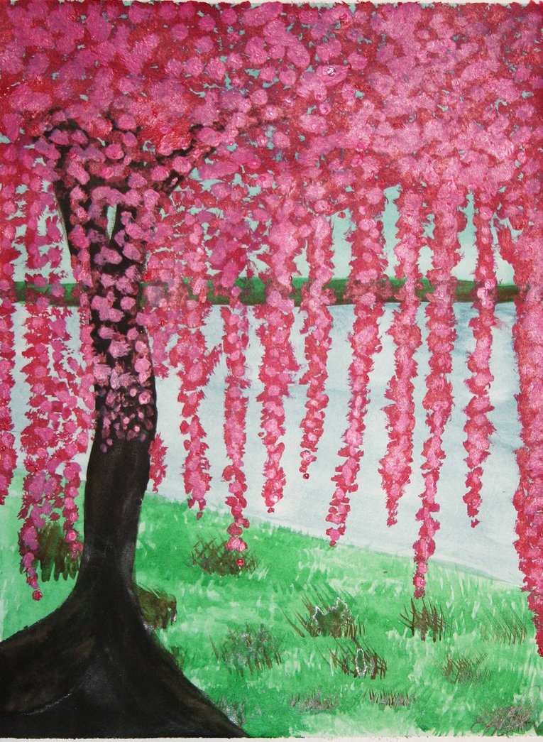765x1045 Cherry Blossom Tree Painting By Xxravingpandabearxx - Blossom Tree Painting
