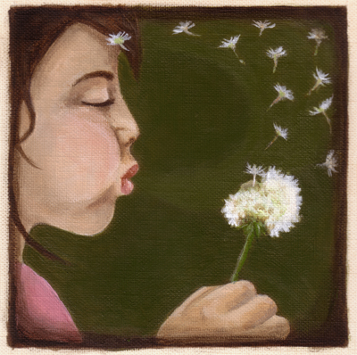 400x398 Blowing - Blowing Dandelion Painting