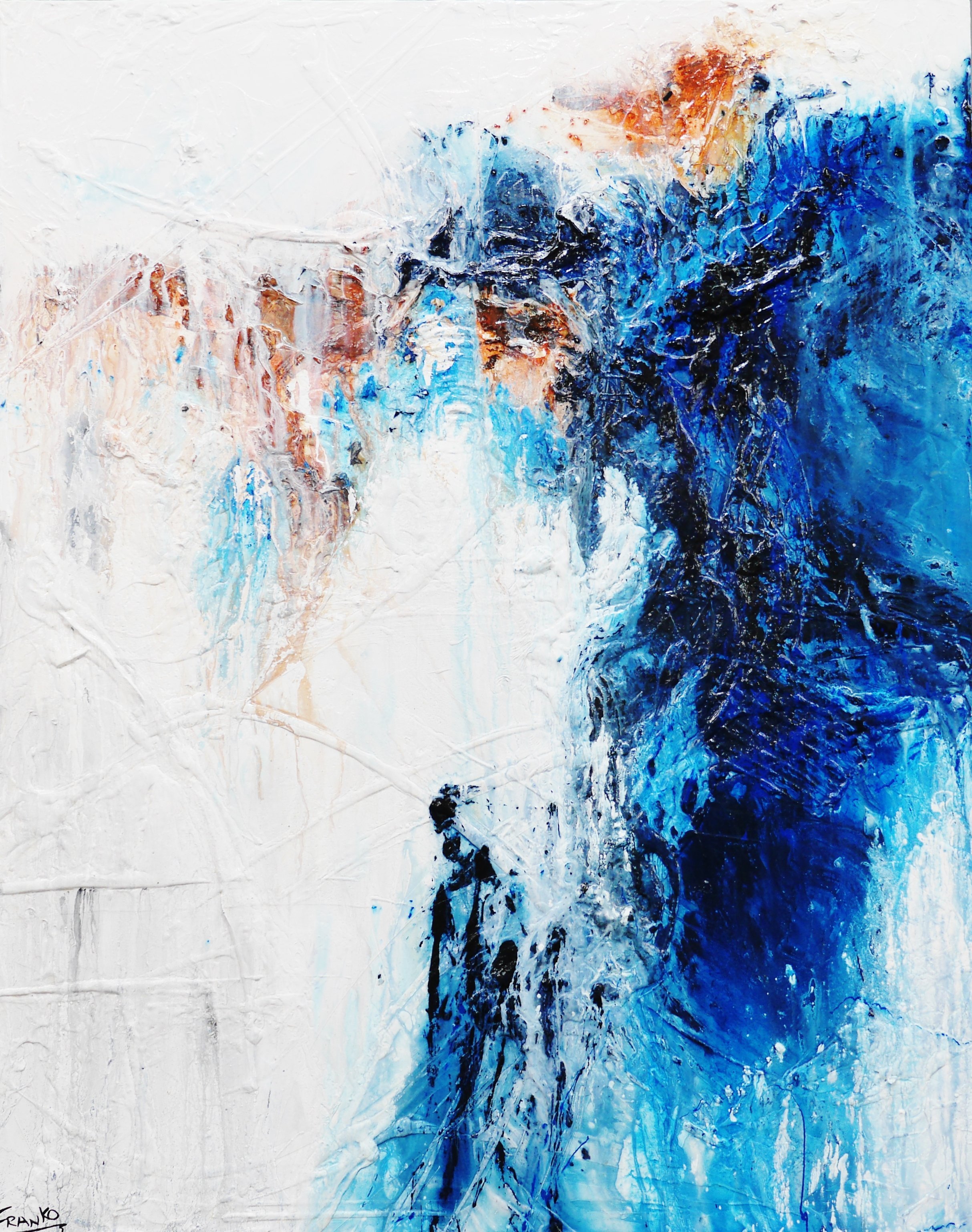 2427x3077 Blu Peaks 120cm X 150cm Blue White Abstract Painting (Sold) - Blu Painting