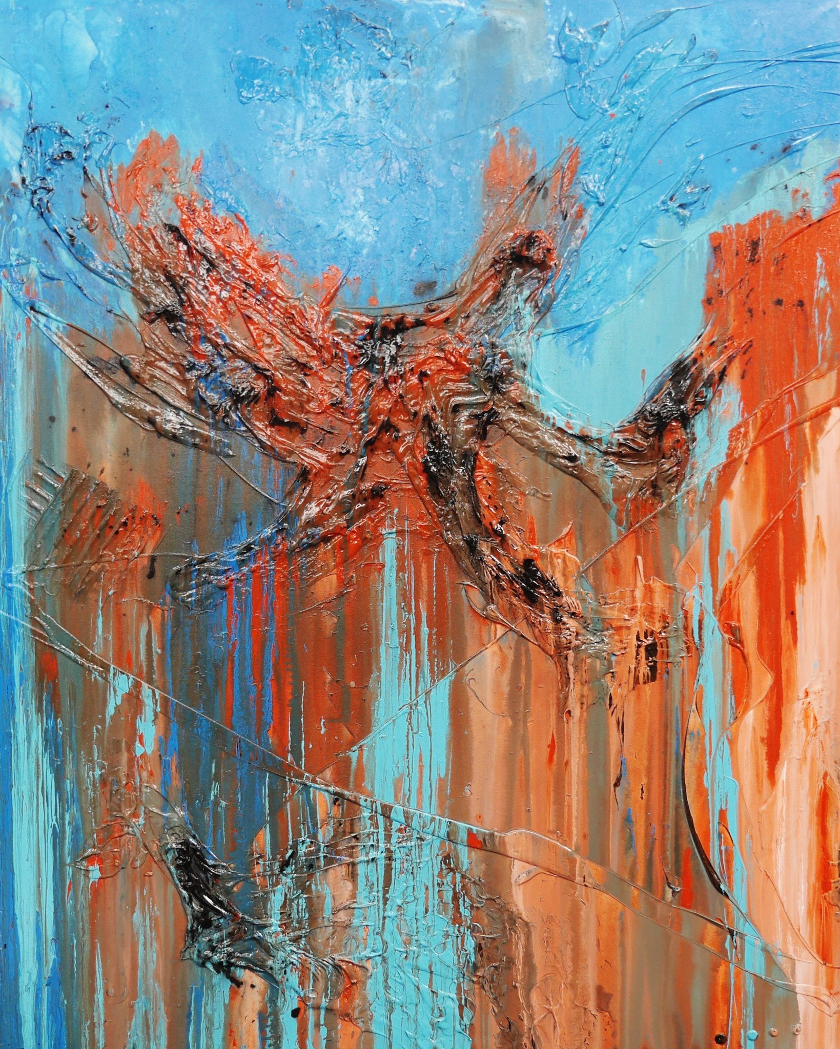 1639x2048 Blu Vanity 120cm X 150cm Blue And Orange Abstract Painting (Sold) - Blu Painting