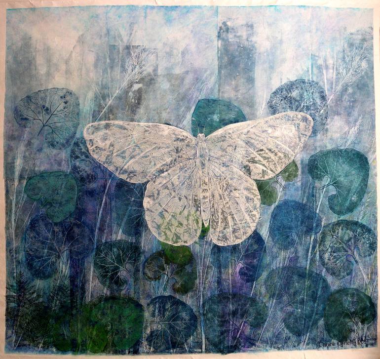 770x727 Saatchi Art Farfalla Nel Blu Painting By Daniela Carletti - Blu Painting
