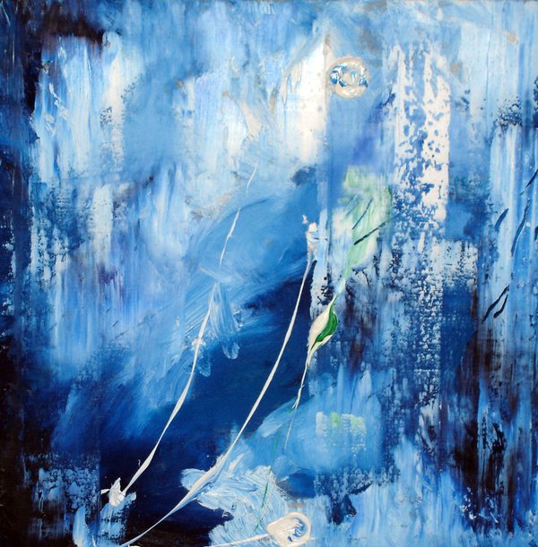 600x611 Blue Abstract Painting By Neilr1 - Blue Abstract Canvas Painting