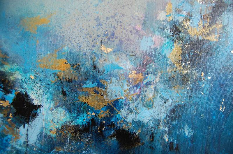 800x531 Original Abstract Painting, Blue Abstract Painting, Modern Canvas - Blue Abstract Canvas Painting