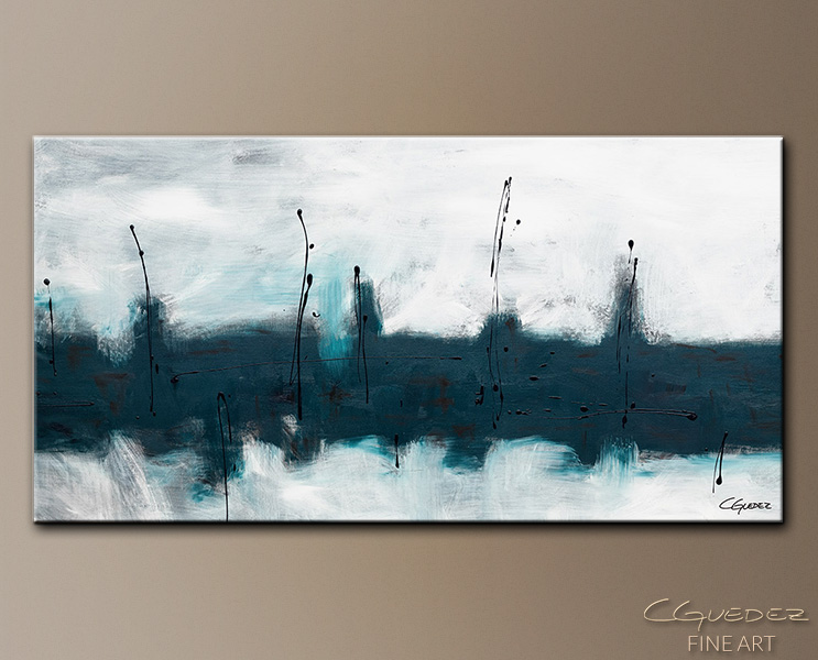 743x600 Oversized Abstract Wall Art - Blue Abstract Canvas Painting