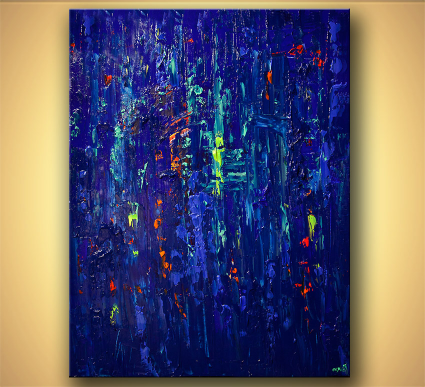 850x774 Painting - Blue Abstract Canvas Painting