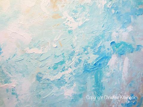 480x360 Original Art Blue Abstract Painting Modern Coastal Aqua - Blue Abstract Painting