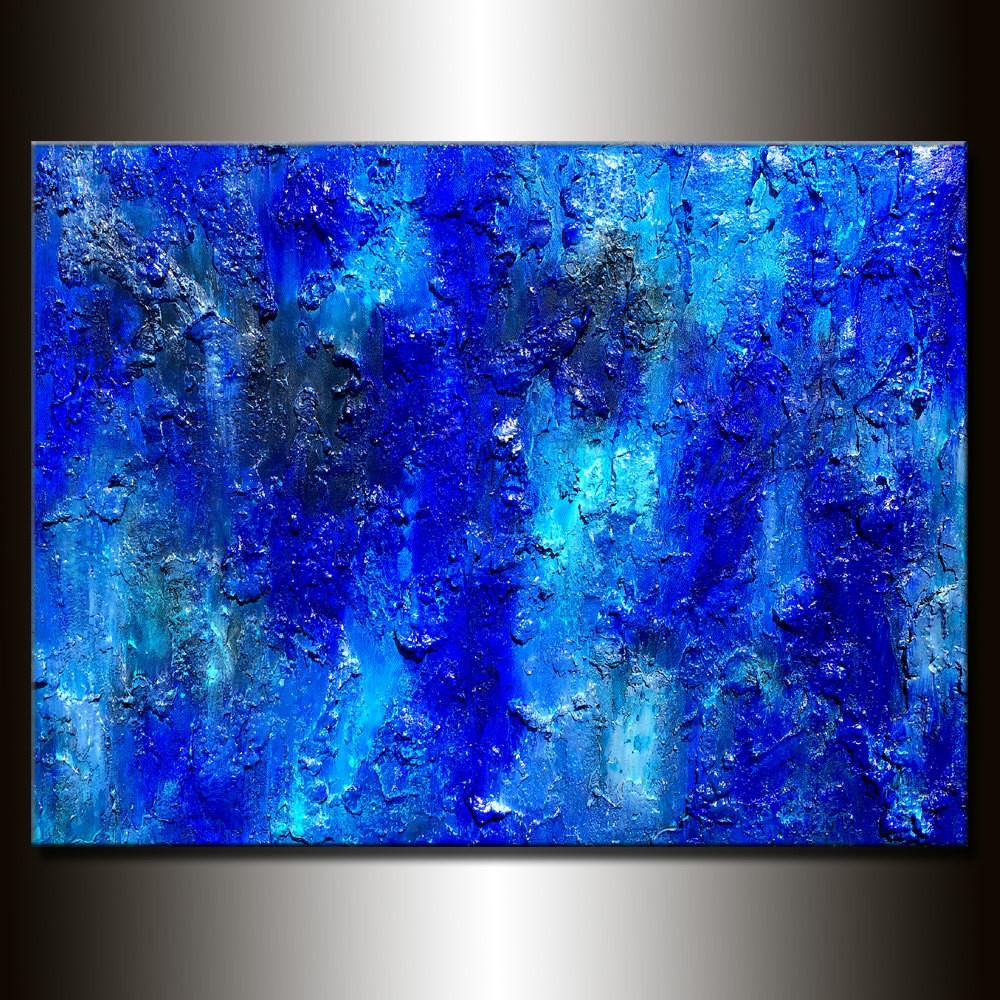 1000x1000 Original Textured Large Blue Abstract Painting Contemporary Modern - Blue Abstract Painting