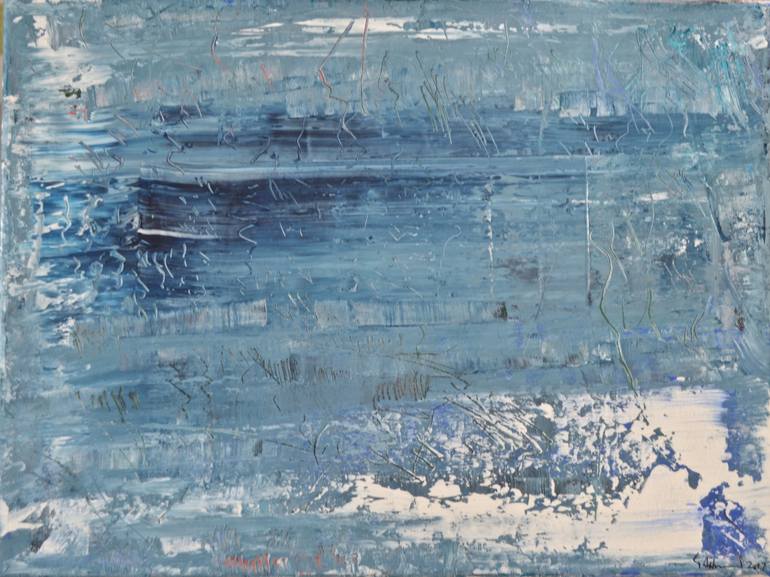770x577 Saatchi Art Grey Blue Abstract Painting By Geoffrey Howard - Blue Abstract Painting