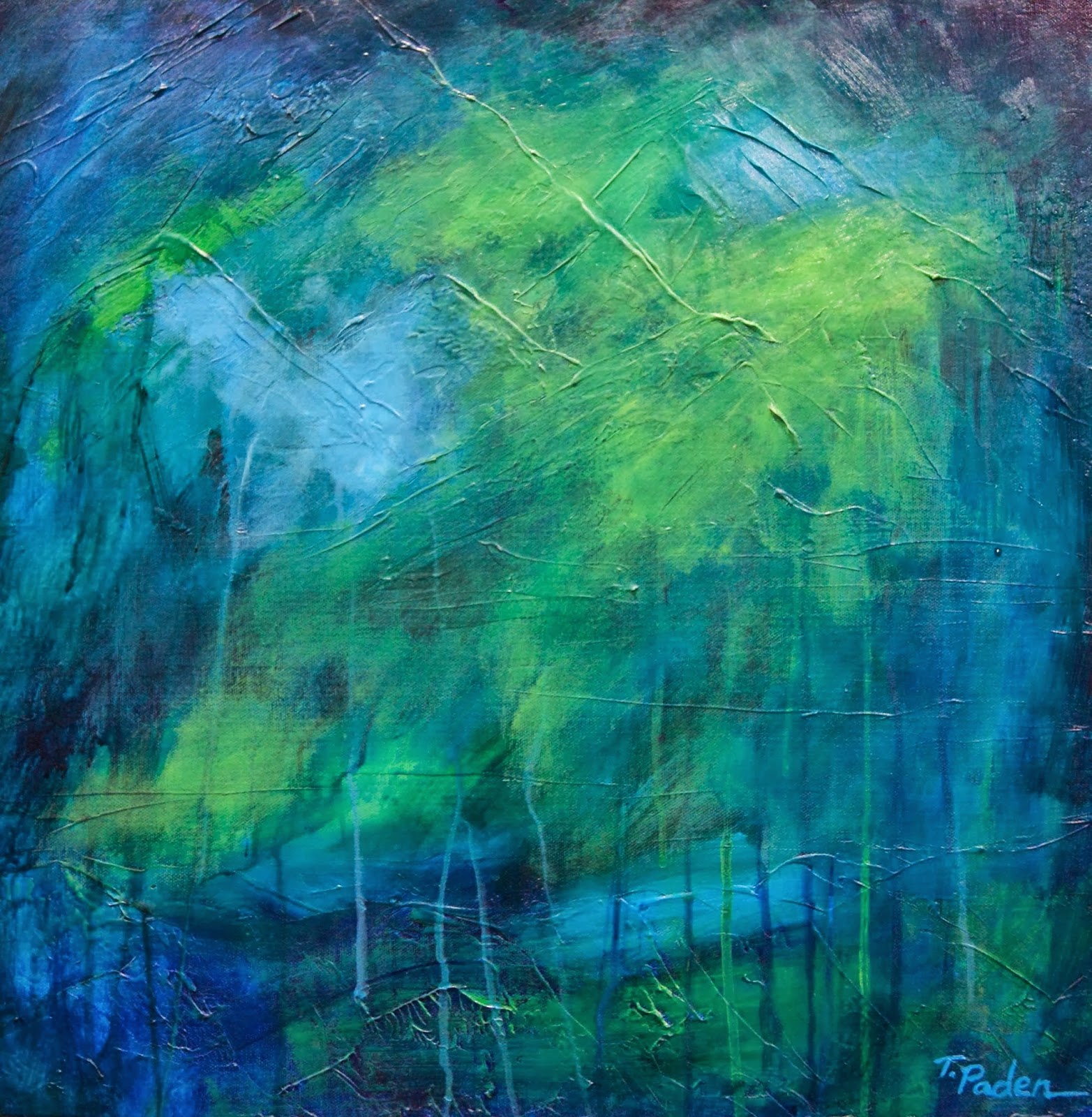 1565x1600 California Artwork Blue And Green Abstract Painting With Texture - Blue And Green Abstract Painting