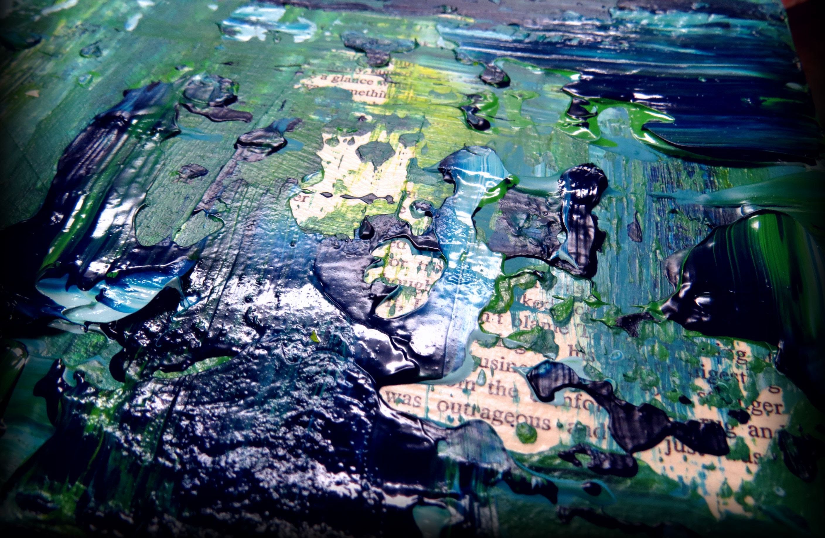 2816x1835 How To Paint A Textured Green Amp Blue Background - Blue And Green Abstract Painting