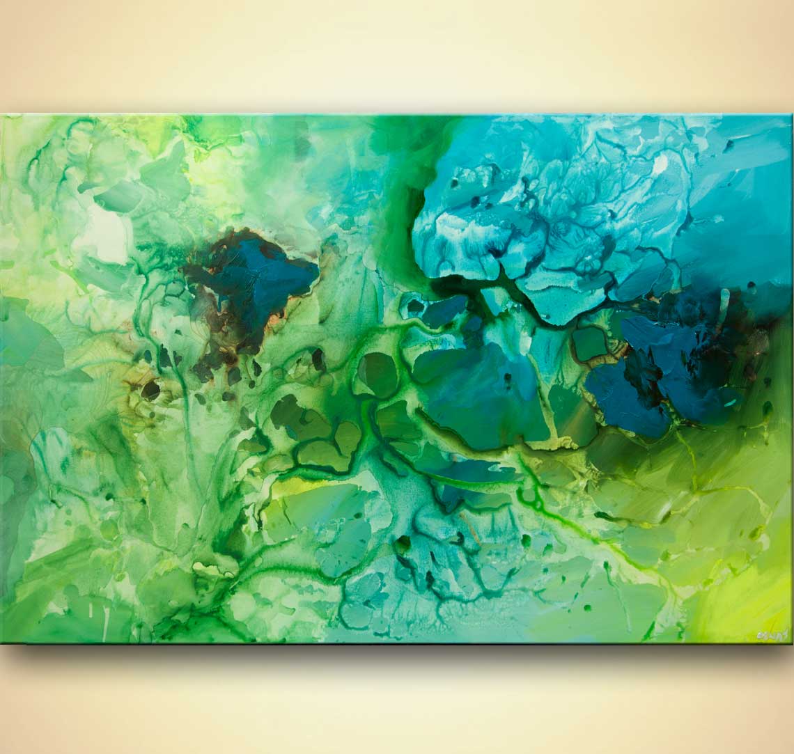 1140x1083 Painting - Blue And Green Abstract Painting