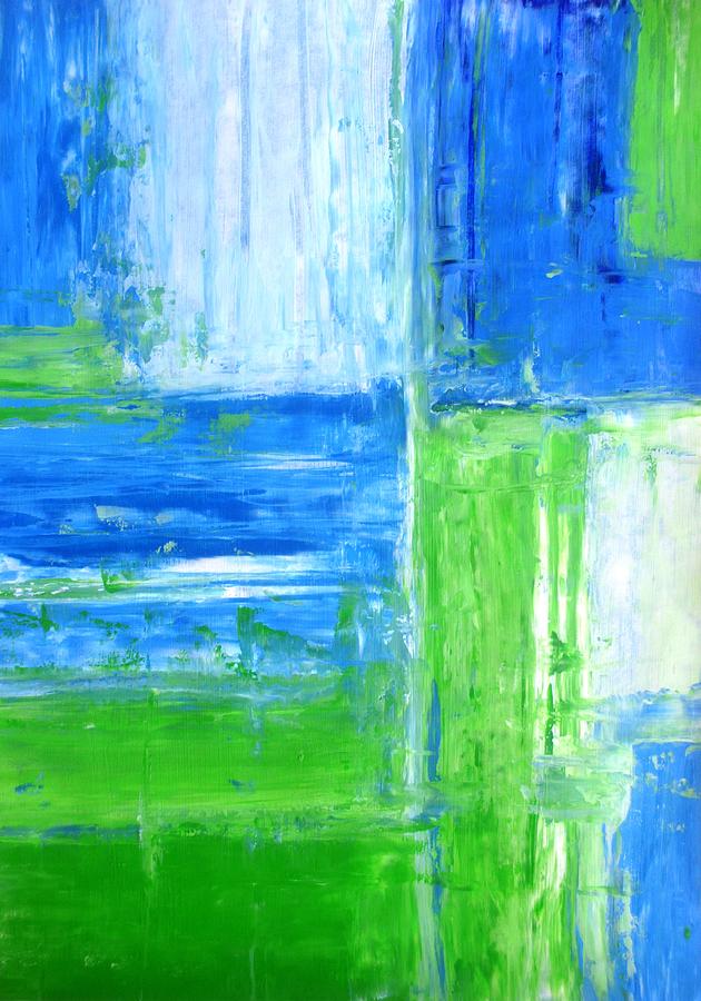 630x900 Rivers - Blue And Green Abstract Painting