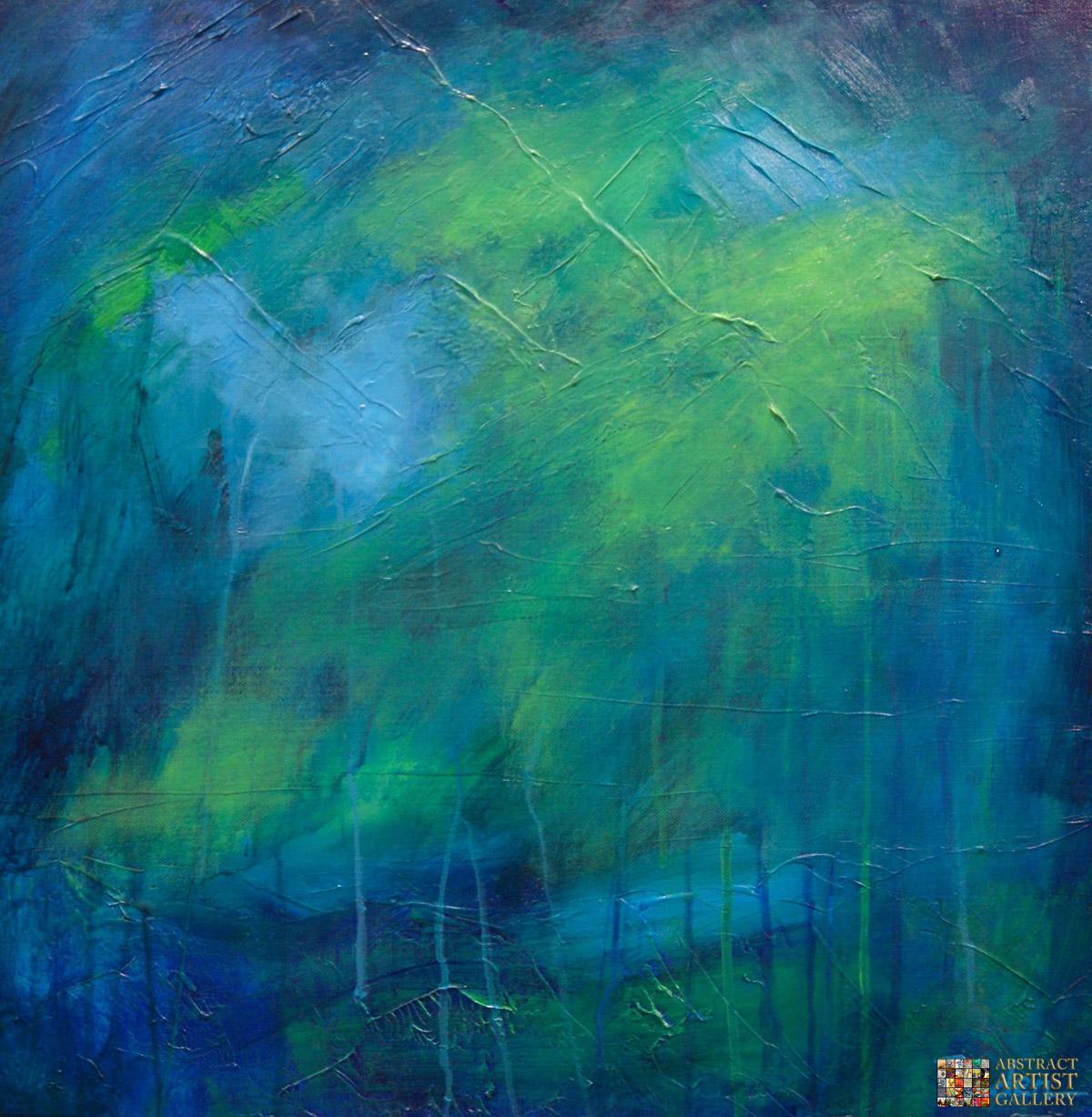 1200x1227 Theresa Paden - Blue And Green Abstract Painting