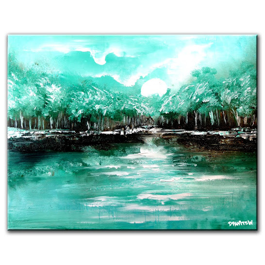 546x546 Abstract Paintings By Peter Dranitsin - Blue And Green Abstract Painting