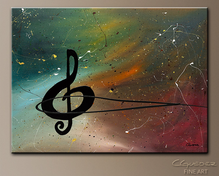 743x600 Music Art Painting Crescendo - Blue And Green Music Painting