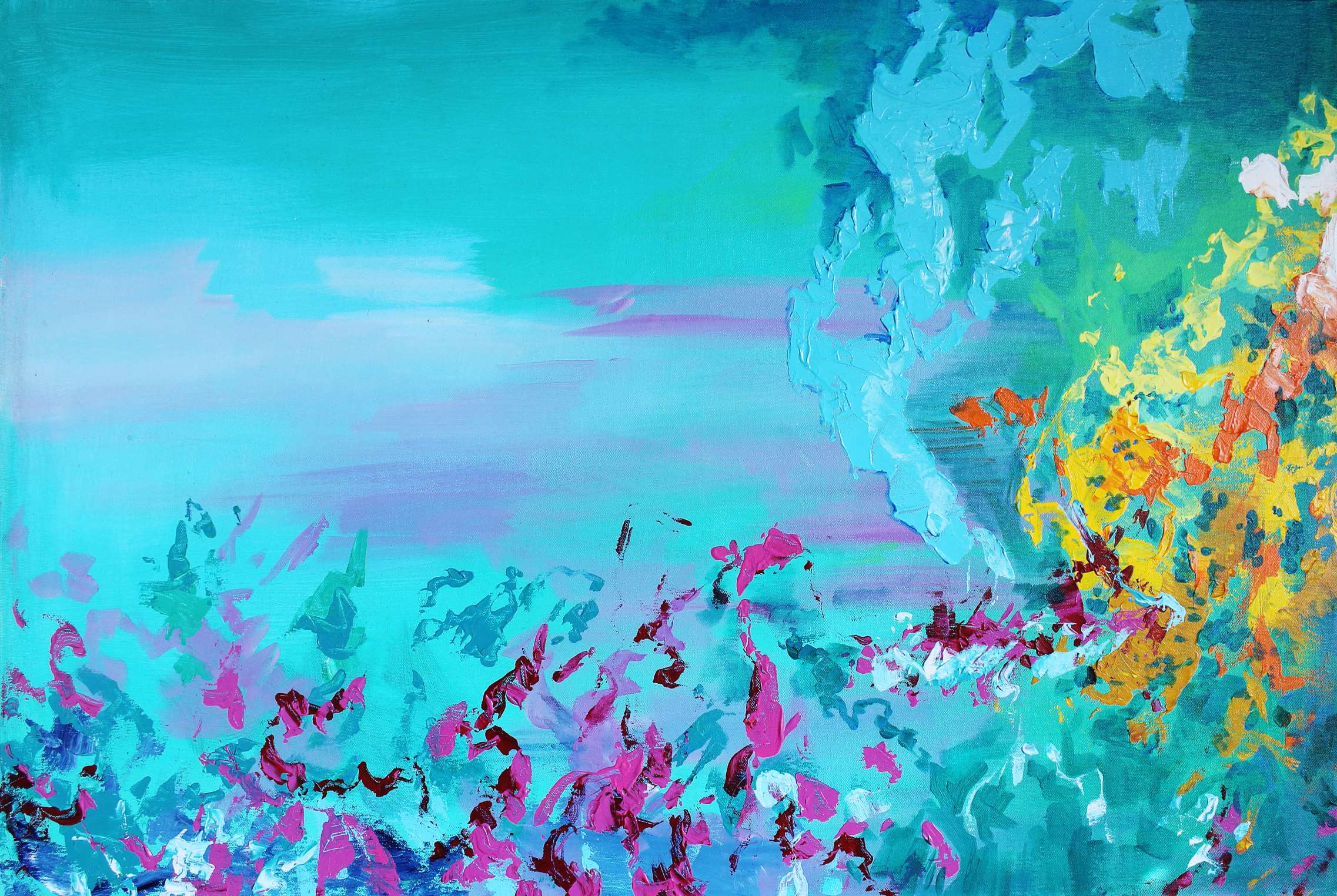 2274x1524 Music Paintings Abstract Untitled (Green) - Blue And Green Music Painting