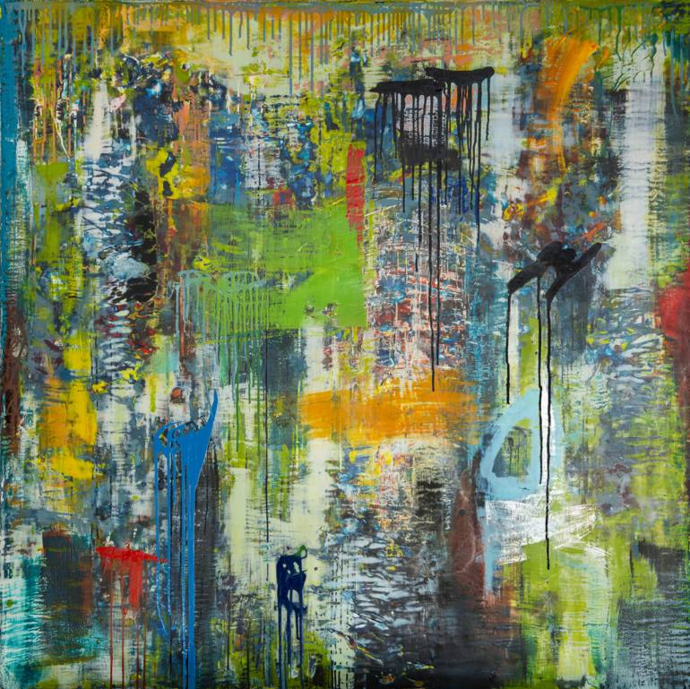 770x769 Saatchi Art Island Music Painting By Patricia Aaron - Blue And Green Music Painting