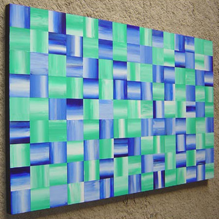 450x450 Green Amp Blue Modern Squares Painting - Blue And Green Painting