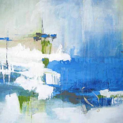 480x480 Joshua Schicker (56x60 Oil Painting On Canvas) Renjeau Galleries - Blue And Green Painting