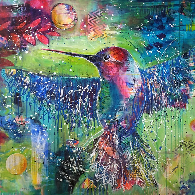 640x640 Paintings From Lisa Schmidt, Redhead Art - Blue And Green Painting