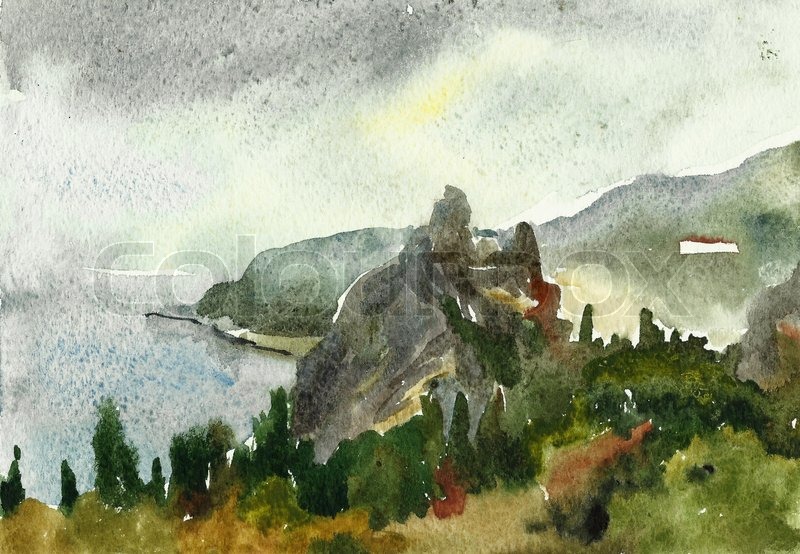 800x554 Watercolor, Plants, Painting, Sea, Nature, Illustration, Blue - Blue And Green Painting