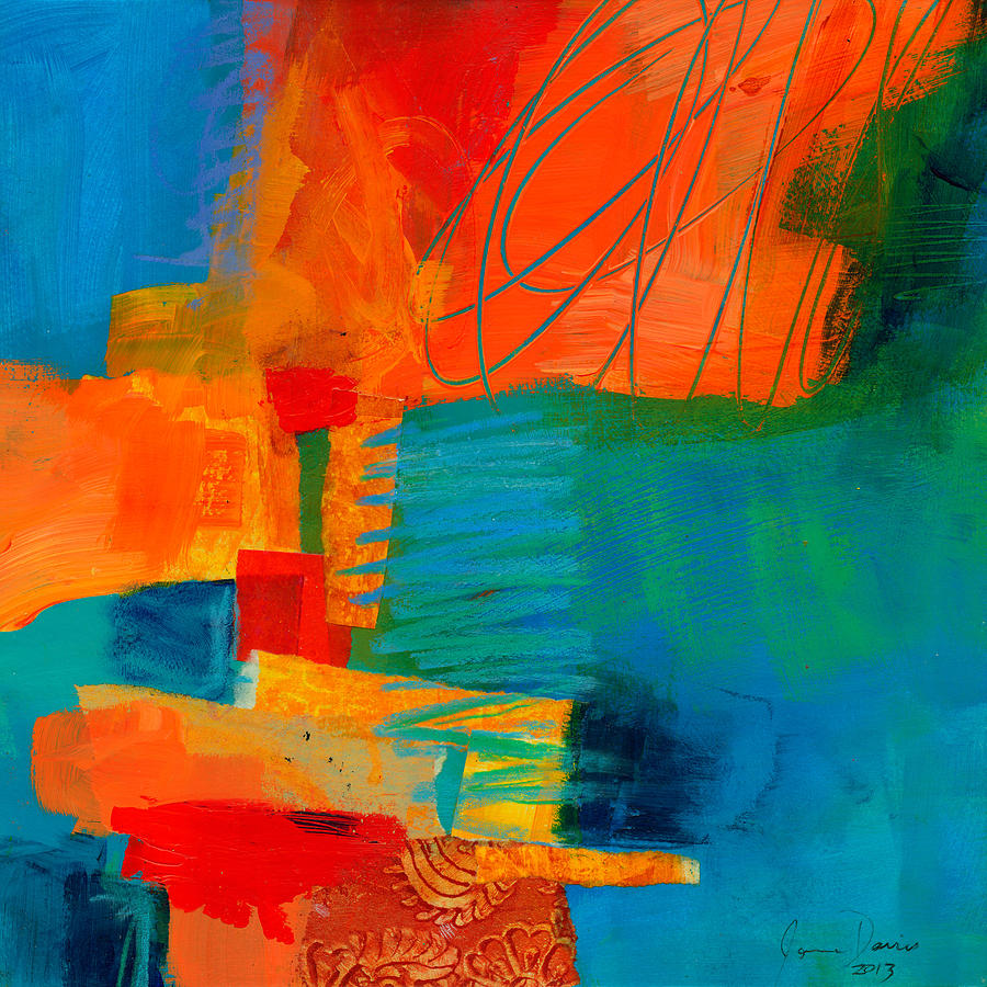 900x900 Blue Orange 2 Painting By Jane Davies - Blue And Orange Painting