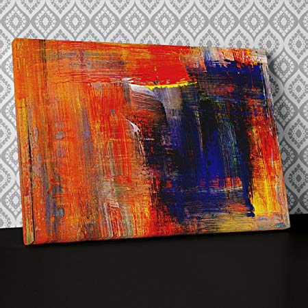 450x450 Modern Painting Orange Blue Canvas Wall Art Abstract Picture Print - Blue And Orange Painting