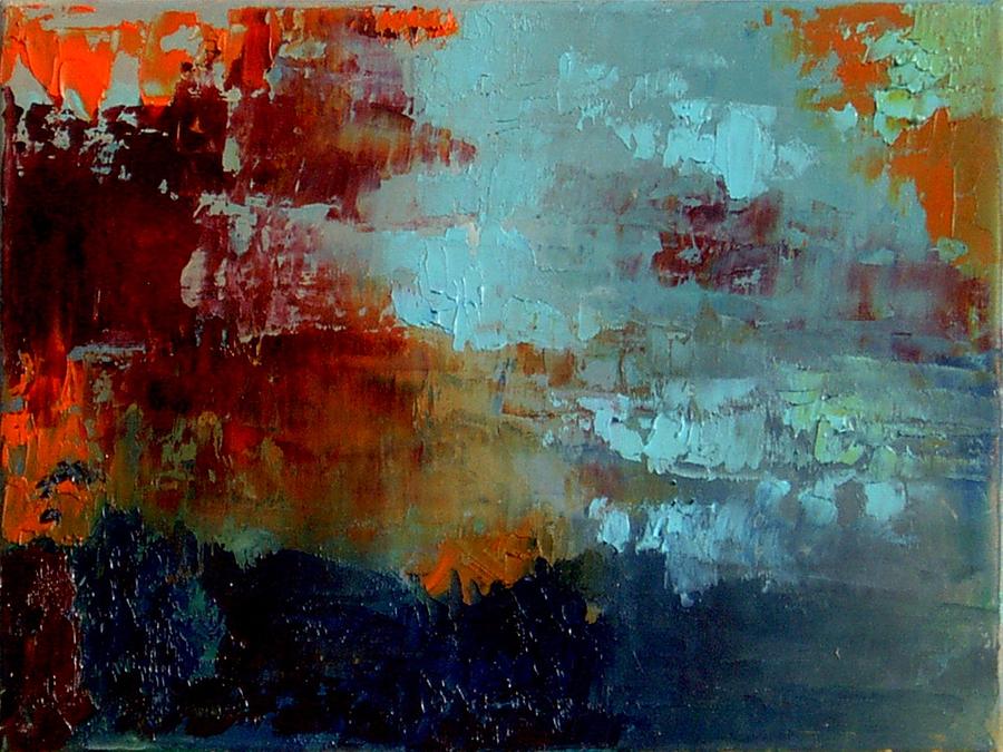 900x675 Staccato In Blue And Orange Painting By Marta Zamarska - Blue And Orange Painting