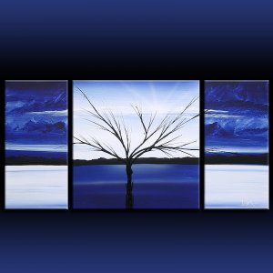 300x300 Landscape 312 Blue White Black Canvas Art Modern Art Painting - Blue And White Painting