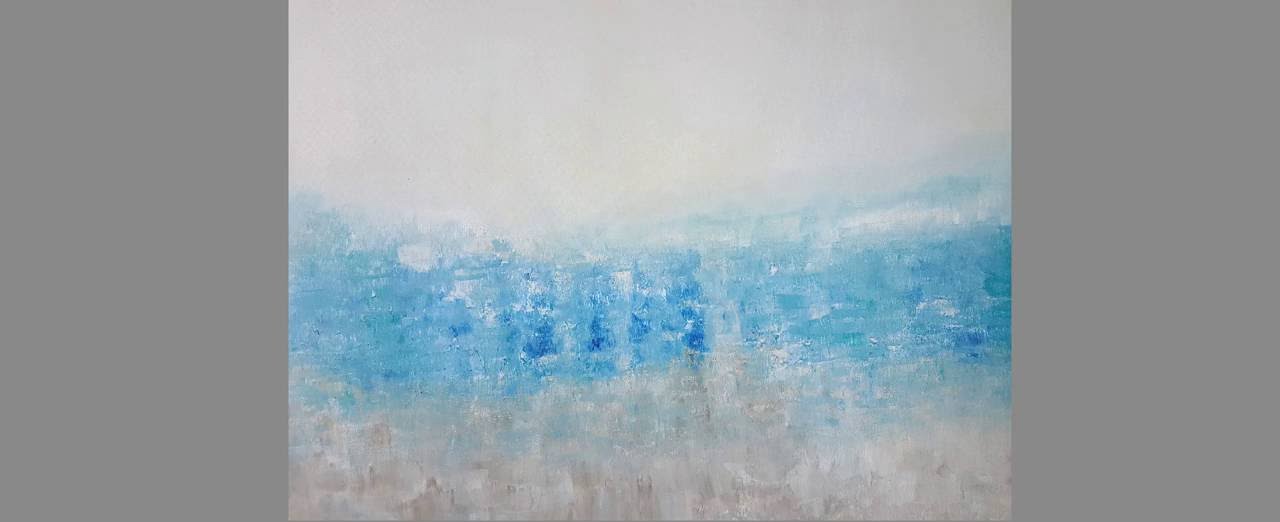 1280x522 Original Abstract Contemporary Art Painting - Blue And White Painting