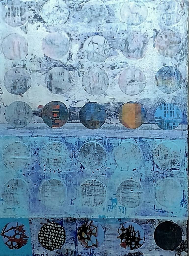 770x1040 Saatchi Art Blue Circle Painting By Karin Hay White - Blue And White Painting