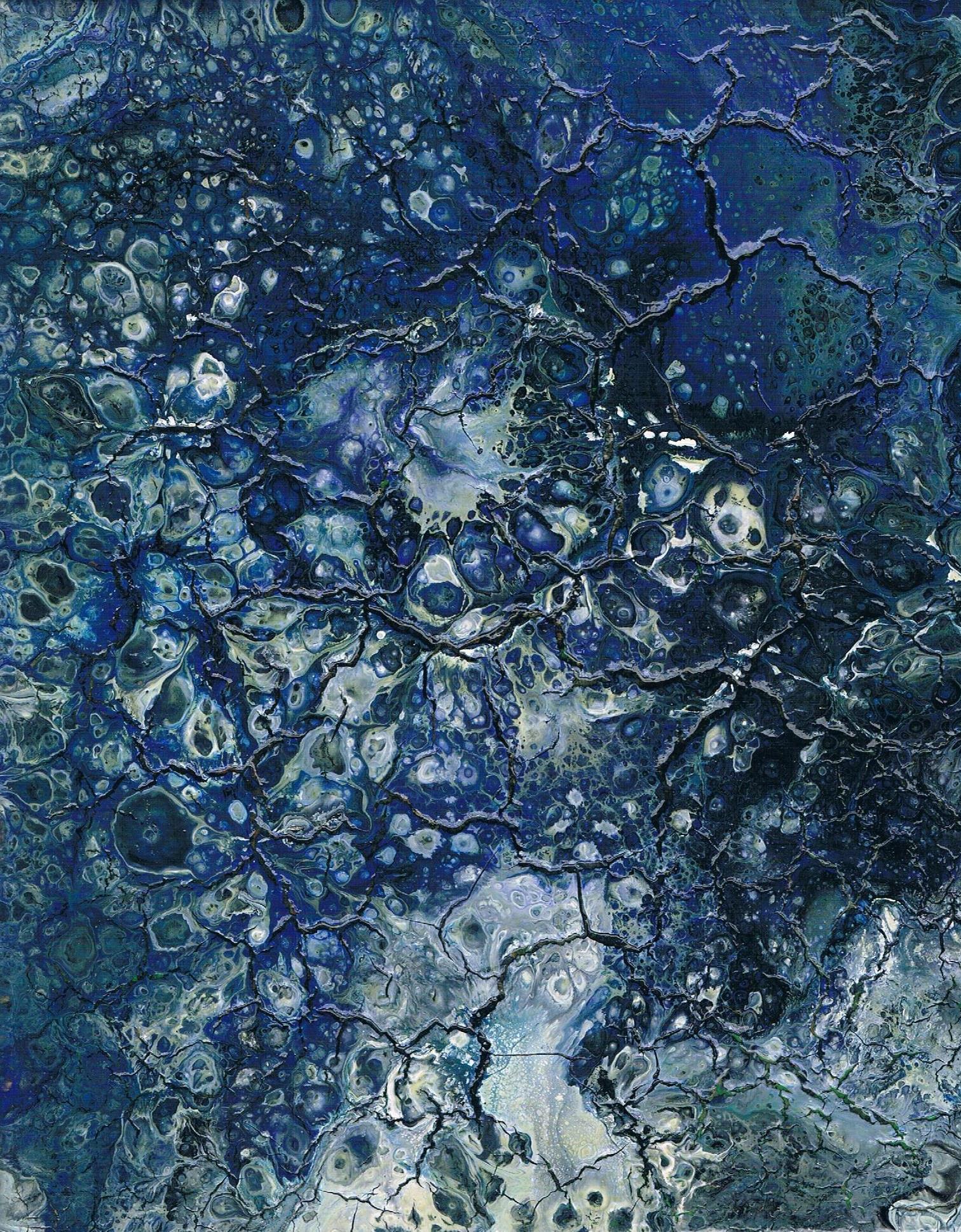 1512x1940 Black And Blue Acrylic Painting 8 In X 10 In Canvas Fluid Artwork - Blue And White Painting